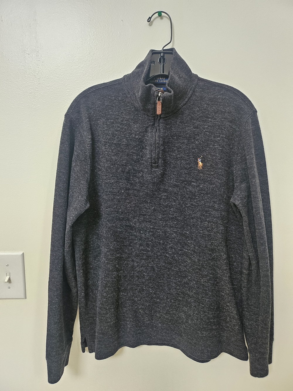 Polo by Ralph Lauren Men's Dark Charcoal Quarter-Zip Sweater